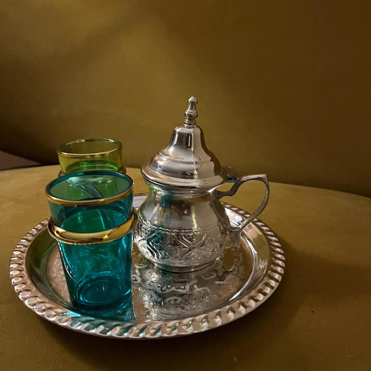 Handmade Moroccan Teapot – Nickel-Plated Brass, Engraved Design, Traditional Mint Tea Pot, Elegant Moroccan Decor, Vintage Style Gift