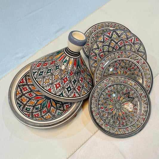 Set of Tagine and Plate Collection, Handmade Plates &Dining Essentials, Handcrafted Ceramic Tagine, Unique Plates, Tableware, Moroccan Flair