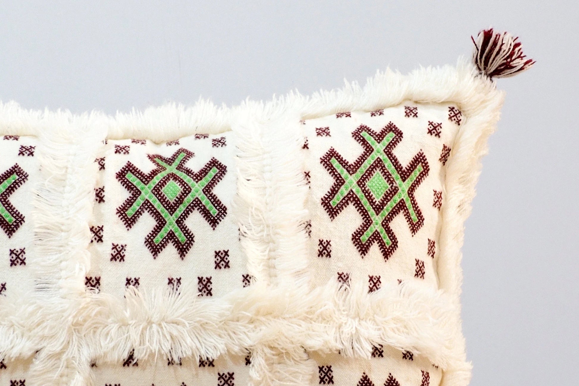 Handmade Moroccan Wedding Blanket Pillow Cover Handira Blanket Cushion Cover Wool Pillow Cover with Sequins