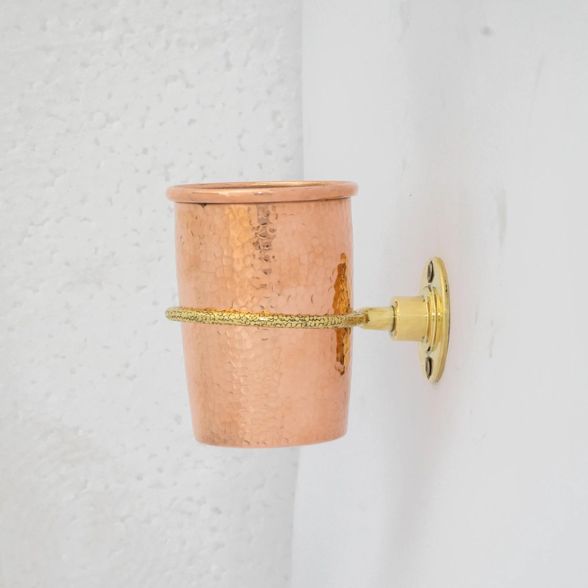 Unlacquered Copper Bathroom Toothbrush Holder, Wall Mount Toothbrush Cup