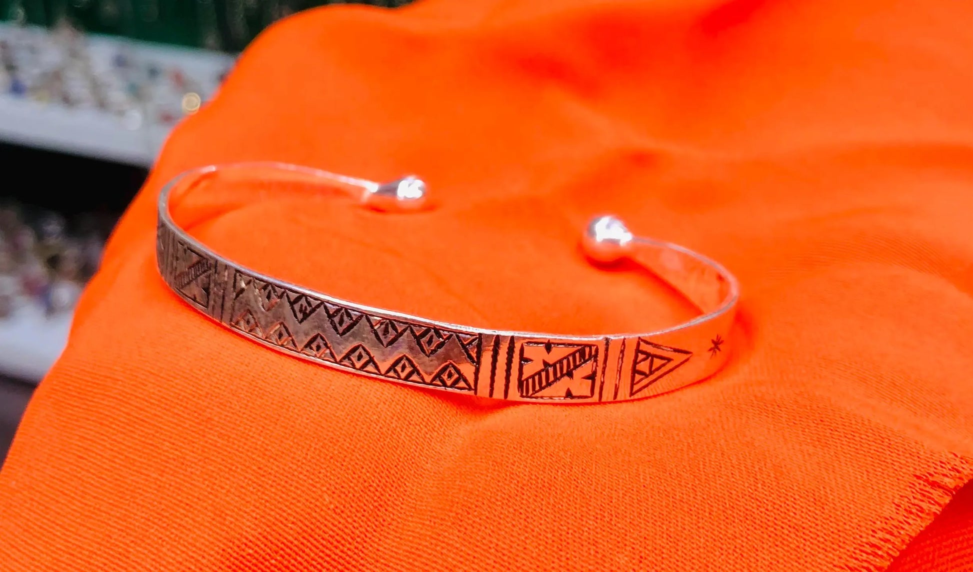 Engraved Berber Silver Bracelet - Handmade Ethnic Jewelry