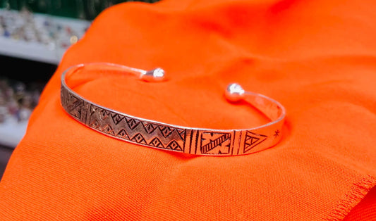 Engraved Berber Silver Bracelet - Handmade Ethnic Jewelry