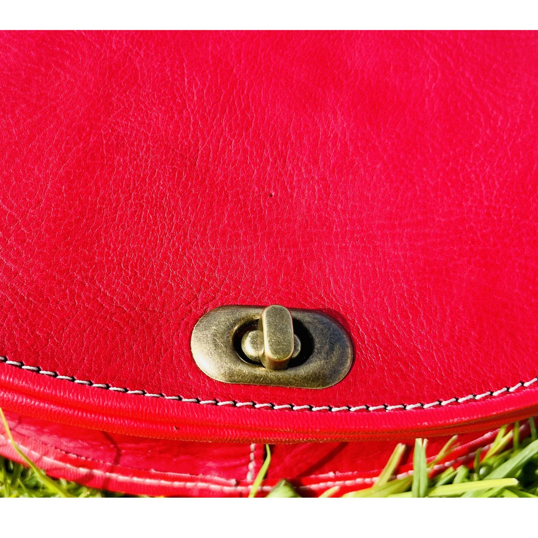 Moroccan Leather Bag, Genuine Leather Crossbody Bag, Moroccan Shoulder Bag, Women'S Leather Bag, Handmade Carved Leather Bag, Red Boho Bag