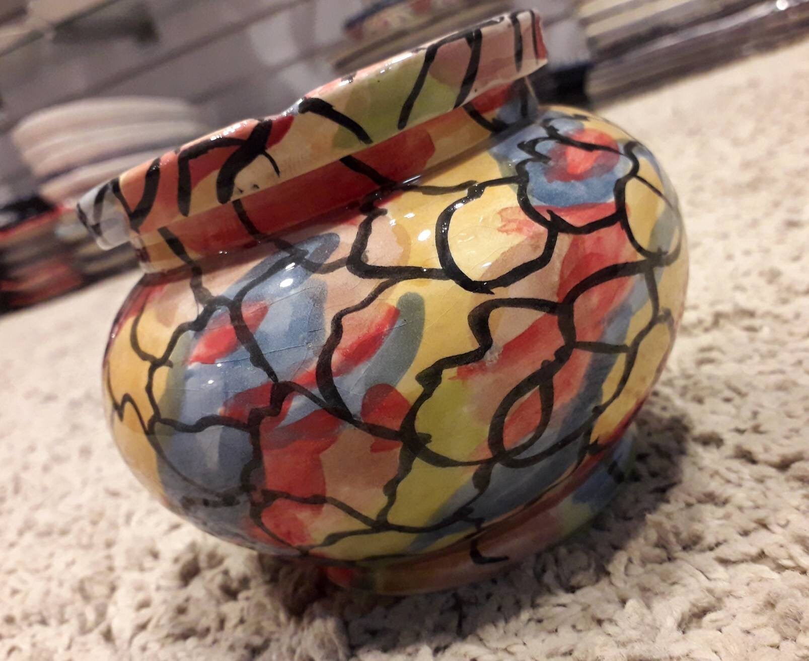 Moroccan Unique Ashtray - Handmade Ashtray Ceramic Ashtray, Cigar Ashtray, Painted Ashtray, Cool Ashtray, Decorated Ashtray, Multicolor