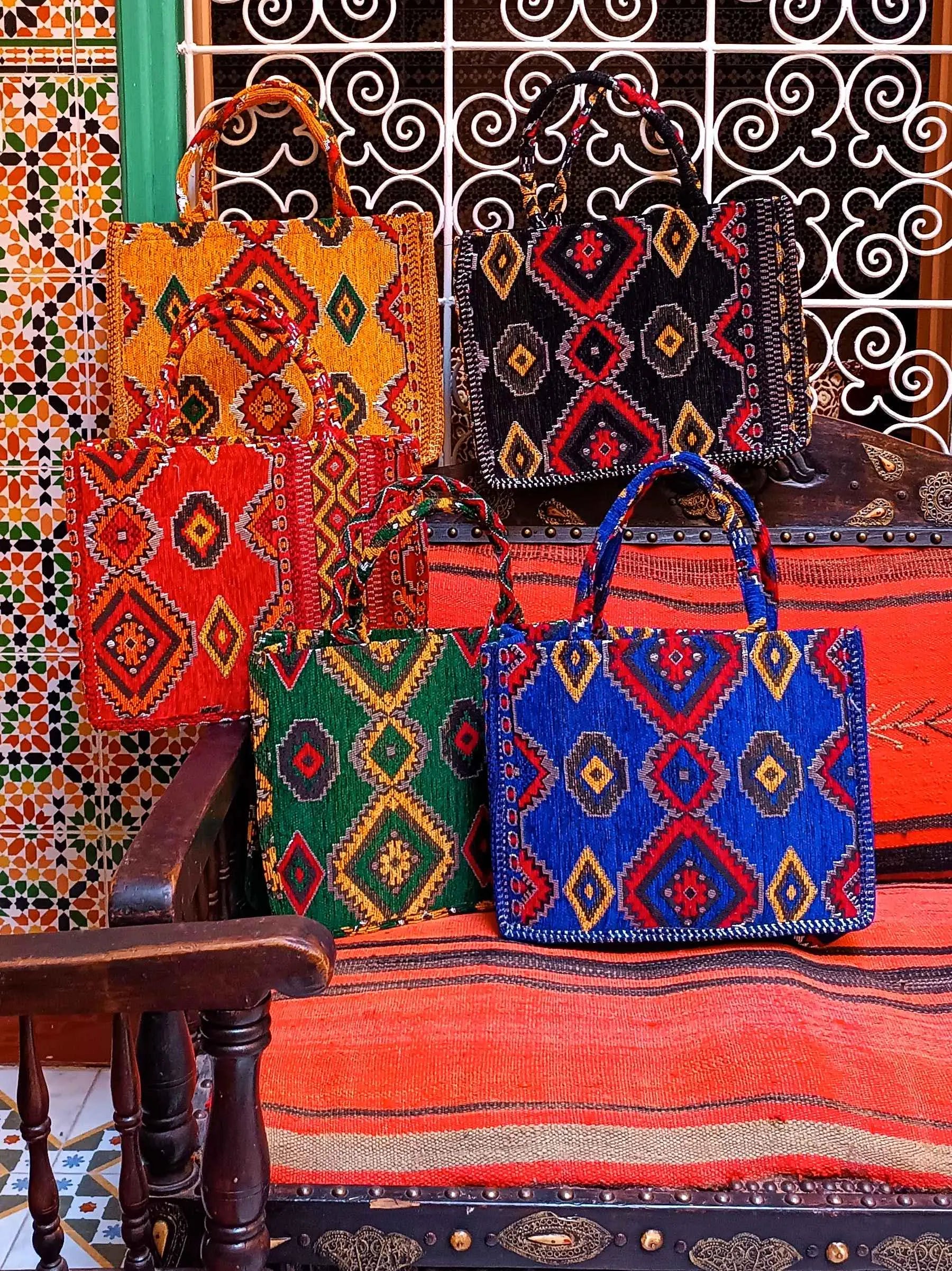 Embroidered Tote Bag - Unique Anniversary or Birthday Gift, Custom Makeup Bag, Moroccan-Inspired Suede Handbag
