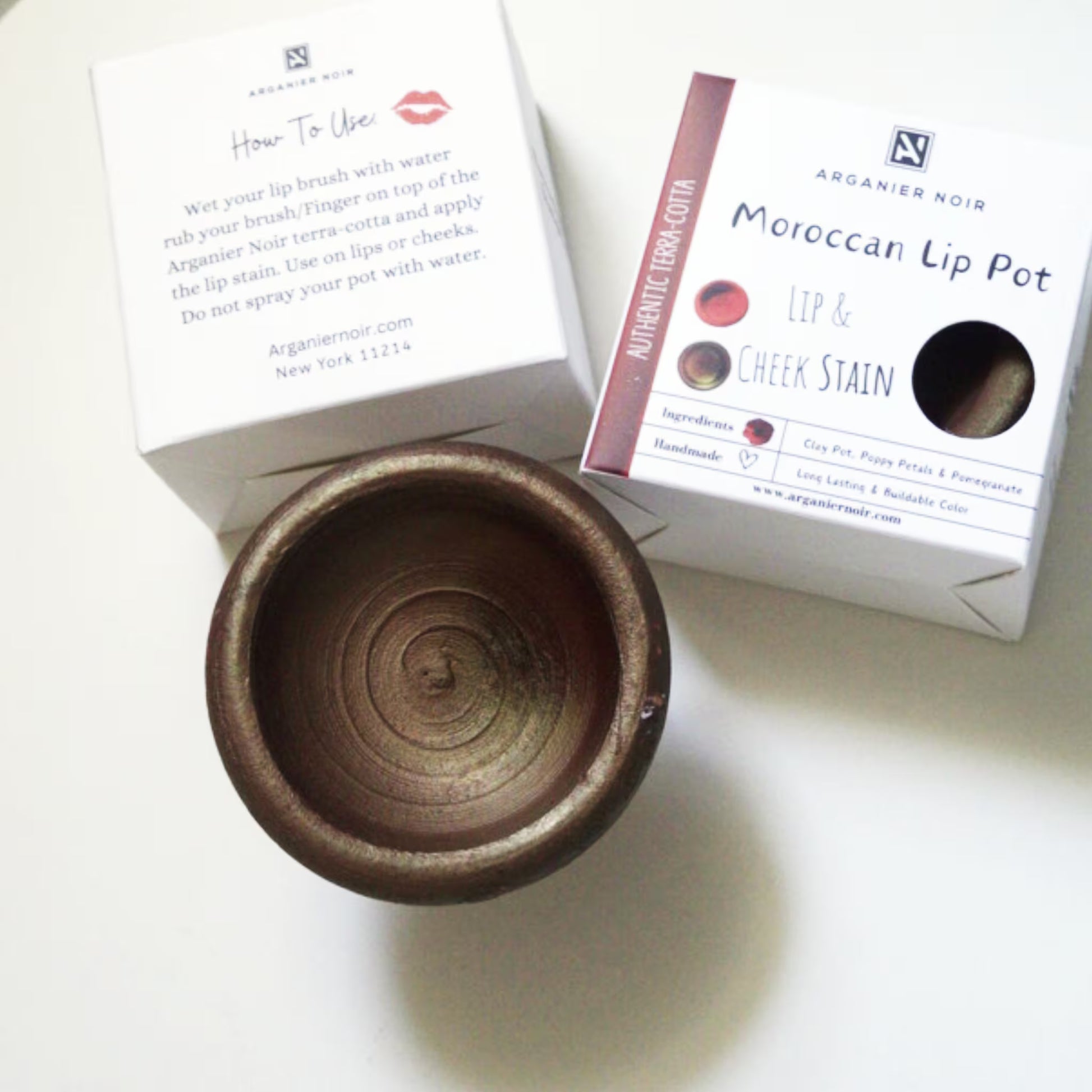 Aker Fassi Moroccan Lip Pot Brick Color Lip and Cheek Stain Clay Pot