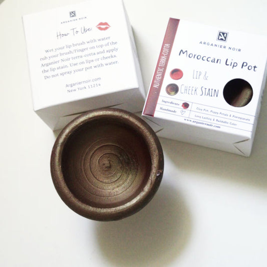 Aker Fassi Moroccan Lip Pot Brick Color Lip and Cheek Stain Clay Pot