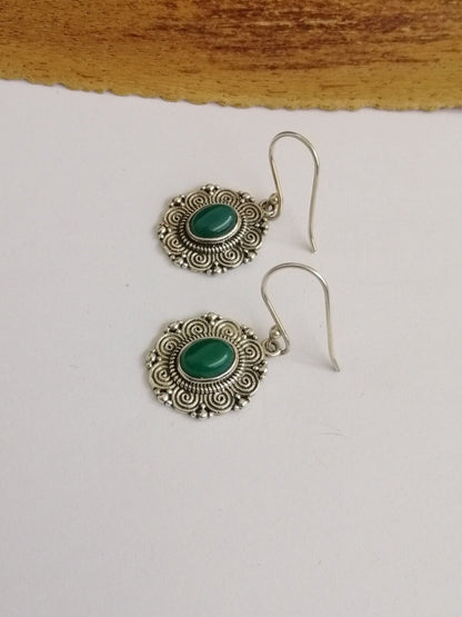 Sterling Silver and Green Jasper Drop Earrings