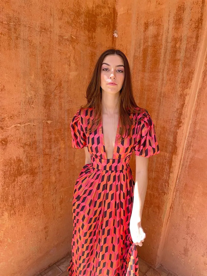Alexia’S Dress Orange and Pink Print