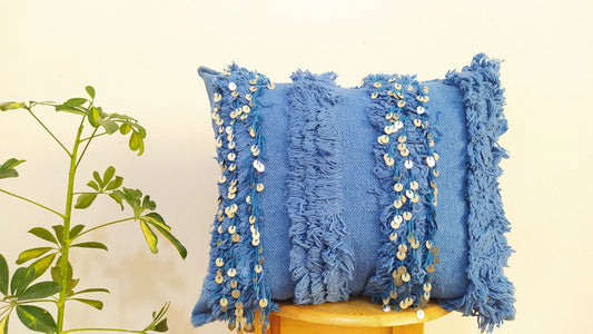 Handmade Moroccan Wedding Pillow Cover,Red Wool Cushion, Red Wool Pillow Cover Unstuffed