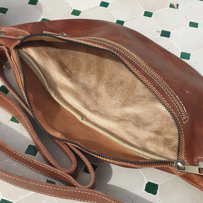 Vintage Brown Leather Fanny Pack Crossbody Women Belt Bag Sling Bag Waist Bag for Men