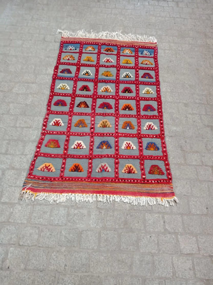 Vintage Rug 3×5 Ft. Moroccan Akhnif Rug, Vintage Berber Rug, Moroccan Kilim, Handmade Wool Rug, Home Decor