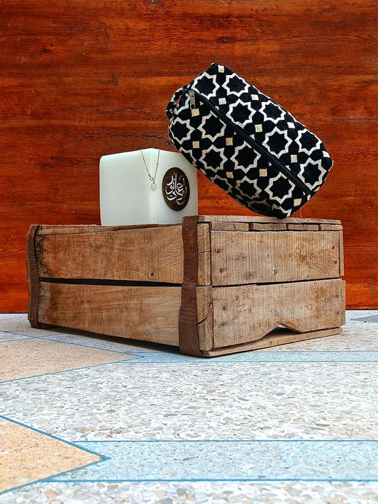 Unique Handmade Makeup Bag with Moroccan Zellij Patterns, Travel Cosmetic Pouch, Unique Toiletry Organizer, Gift for Her, Bride Toiletry Bag