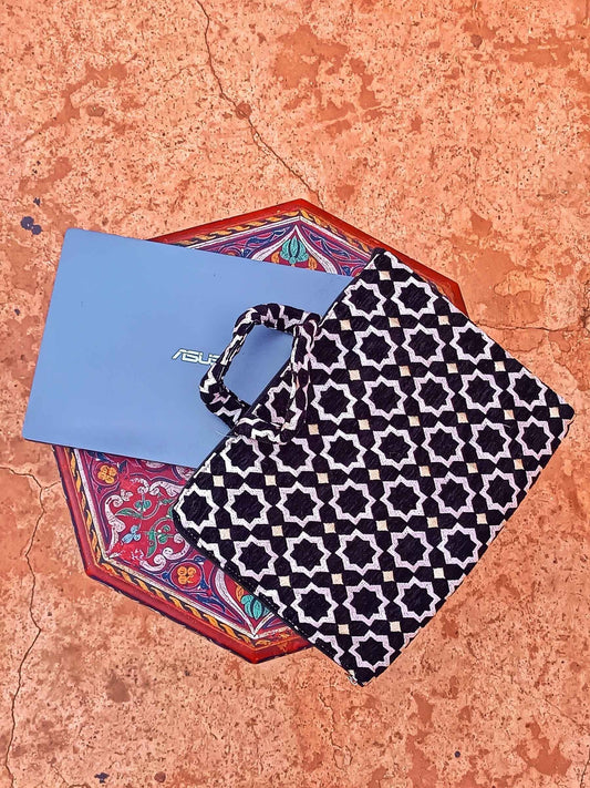 Handmade Moroccan Laptop Sleeve with Zellij Pattern | Stylish Macbook Air Sleeve | Custom Laptop Cover for Women & Men | Unique Office Gift