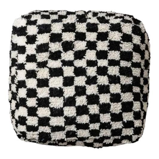 Vintage Moroccan Ottoman Pouf, Moroccan Kilim Pouf, Checker Ottoman, Moroccan Kilim Pouf, Berber Floor Cushion, Large Floor Cushion Seating