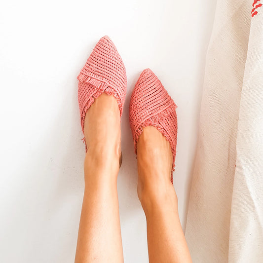Moroccan Raffia, Woven Raffia Slippers, Raffia Slides, Raffia Slippers, Pink Raffia Shoes, Moroccan Shoe, Handwoven Shoes