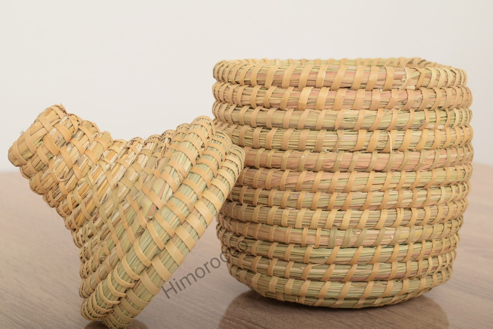 Panier En Paille Tressée Avec Couvercle - Panier Décoratif