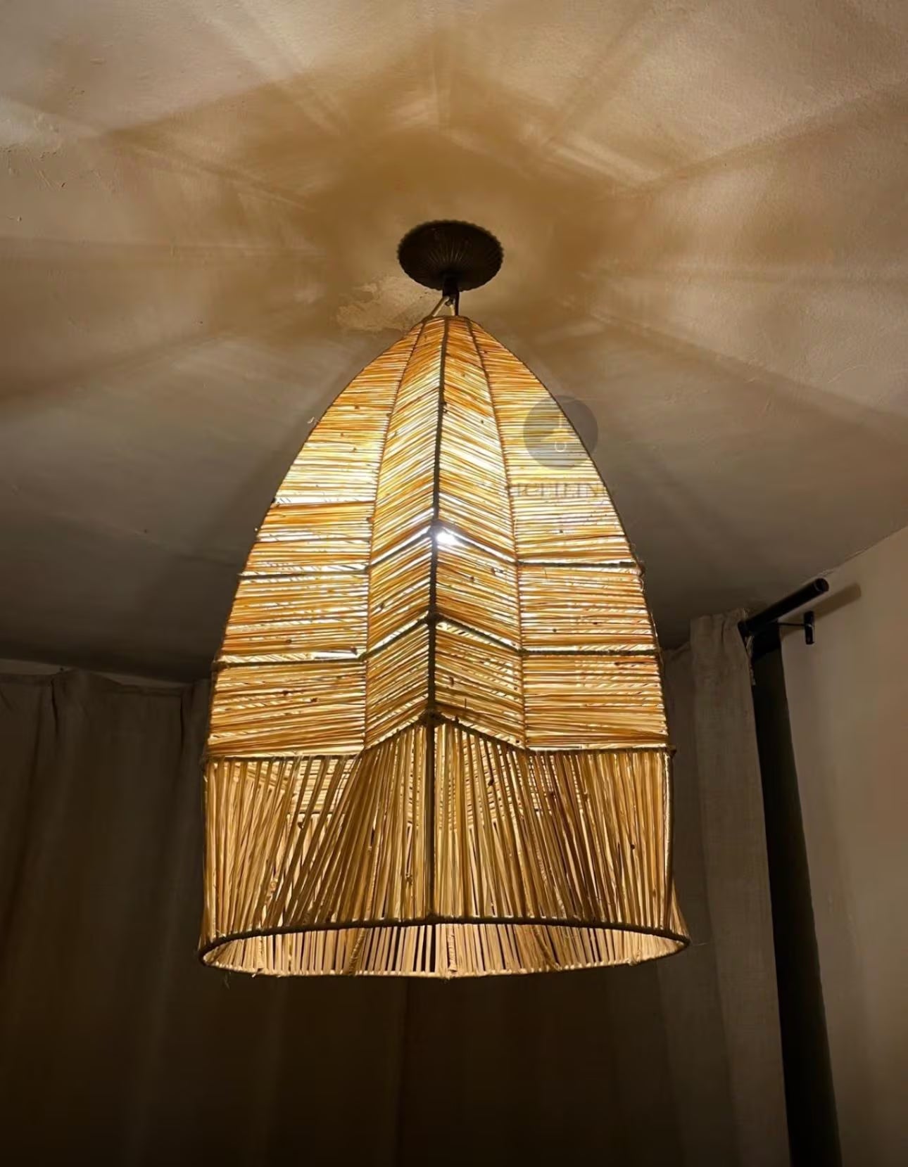 New Style Wave Chandelier, Raffia Pendant Light , Hanging Lamp Shade in Raffia