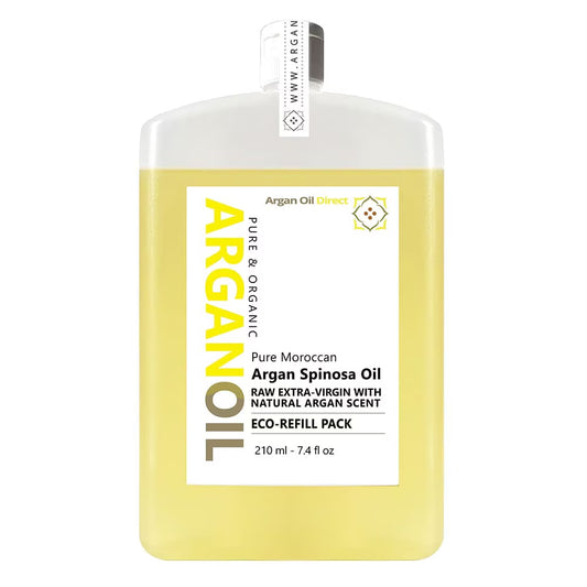 Argan Oil 210 Ml / 7.4 Oz Eco-Refill Pack - Organic Raw Natural Argan Scent