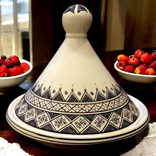 Handmade White Ceramic Tagine for Serving – Elegant Moroccan Dishware Moroccan Cultural Gift