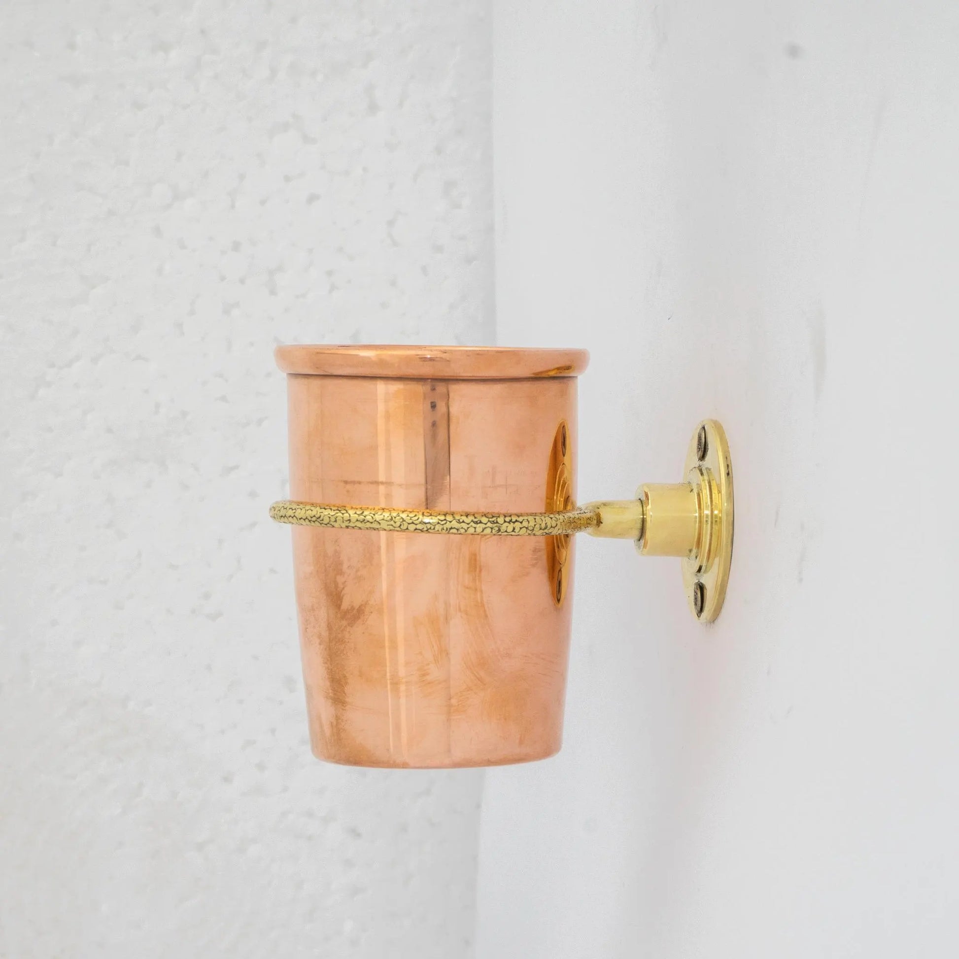 Unlacquered Copper Bathroom Toothbrush Holder, Wall Mount Toothbrush Cup