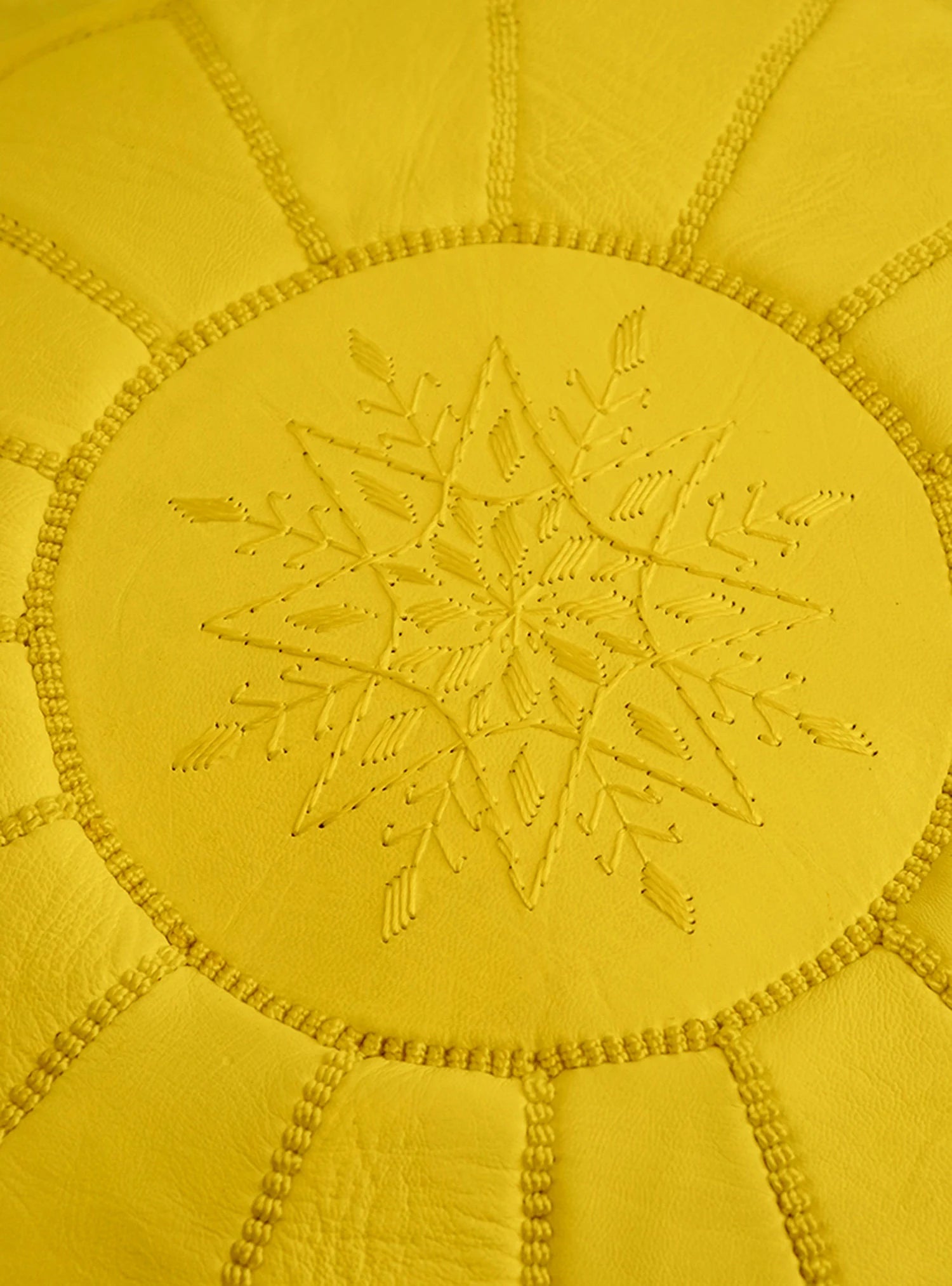 Yellow Moroccan Leather Pouf - Luxury Ottomans Footstools