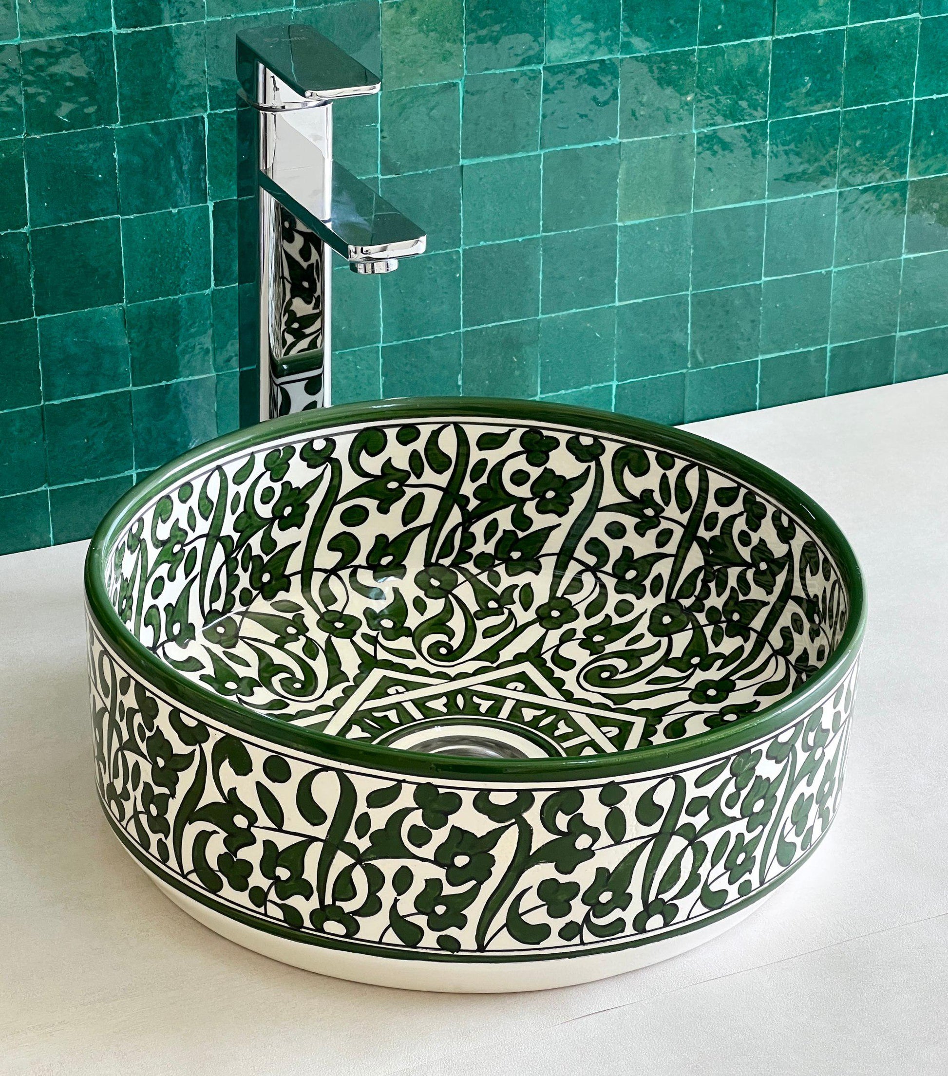 Antique Sink, Small Bathroom Sink, Moroccan Handmade Ceramic Basin, Hand Wash Basin, Free Gift INCLUDED