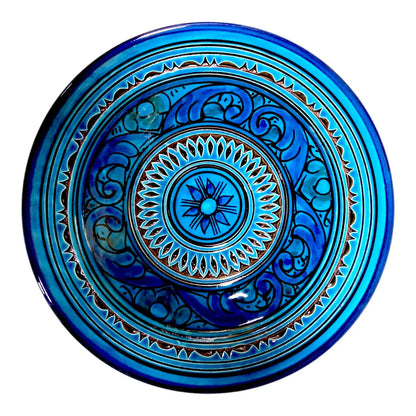 Moroccan Hand-Carved Pottery Plate: Artisanal 25Cm Serving Dish, Bohemian Decor Unique Kitchenware, Ethnic Home Decor, Traditional Artistry