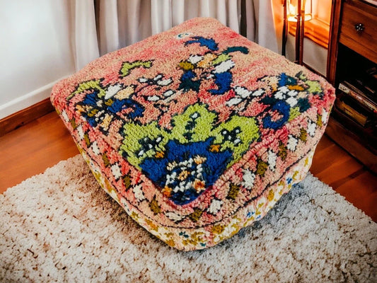 Kilim Pouf ,Multi Color Moroccan Pouf.Vintage Pouf .Beni Ouarain Pouf. Square Pouf .Outdoor Kilm Pouf.Yoga Meditation.Ottoman Pouf,Handmade