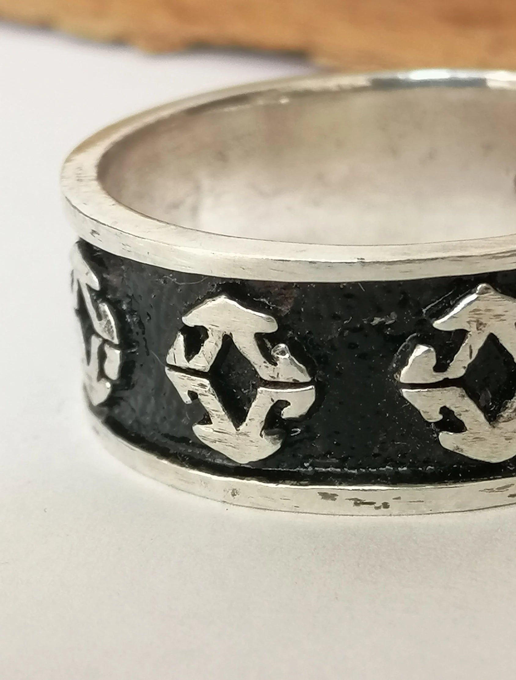 Sterling Silver Ring with Carved Diamond Pattern