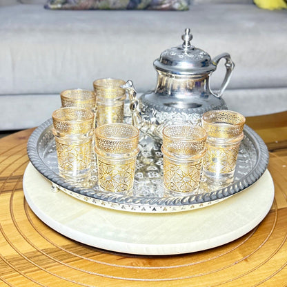 Moroccan Tea Glasses Set of Gold Tea Cups Zellij Design Tea Set Small Gold Vintage Moroccan Tea Glasses