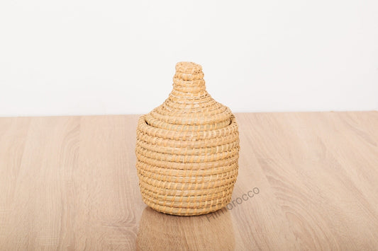 Panier En Paille Tressée Avec Couvercle - Panier Décoratif