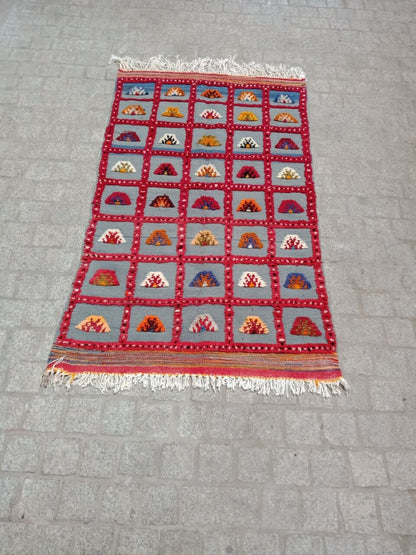 Vintage Rug 3×5 Ft. Moroccan Akhnif Rug, Vintage Berber Rug, Moroccan Kilim, Handmade Wool Rug, Home Decor