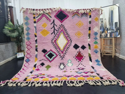 Cute BABY PINK RUG, Custom Moroccan Rug, Handmade Geometric Rug, Boho Pink Wool Rug, Maximalist Berber Rug, Cozy Chic Area Rug.