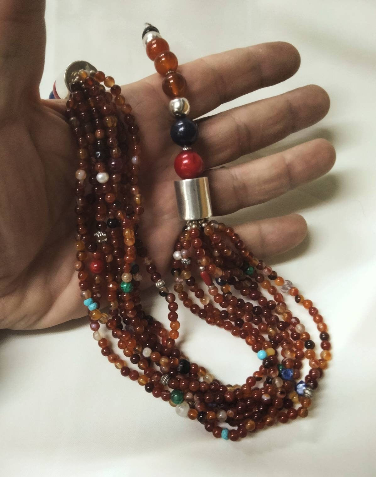 Morocco - Beautiful Multi-Strand Gemstone Necklace, Berber Necklace, Ethnic, Evening Necklace, Agate Necklace, Boho Necklace.