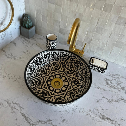 Antique Wash Basin, Vessel Sink, Bathroom Basin, Sink Bowl, Moroccan Handmade Ceramic Basin, Free Gift INCLUDED
