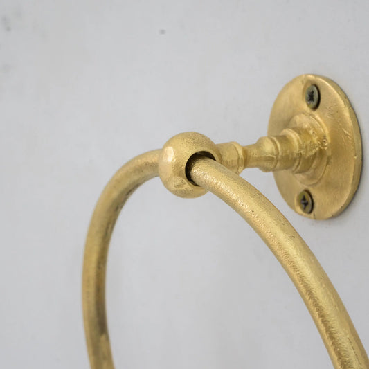 Unlacquered Brass Wall-Mounted Towel Ring Holder, Face Towel Hanger