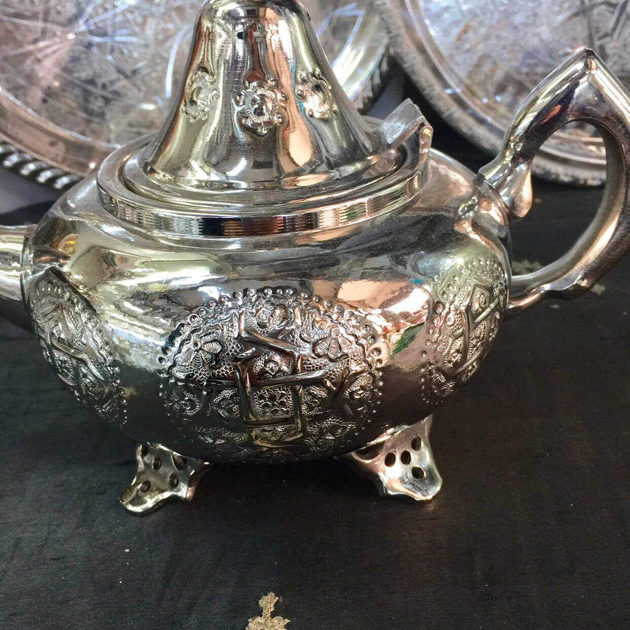 Moroccan Handmade Luxurious Silverplated Tea Set
