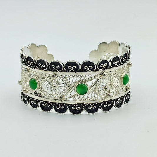 Women'S Oxidized 925 Sterling Silver Polished Handcrafted Adjustable Bracelet,Filigree Open Cuff Bracelet, Engrave Design Tuareg Boho Bangle