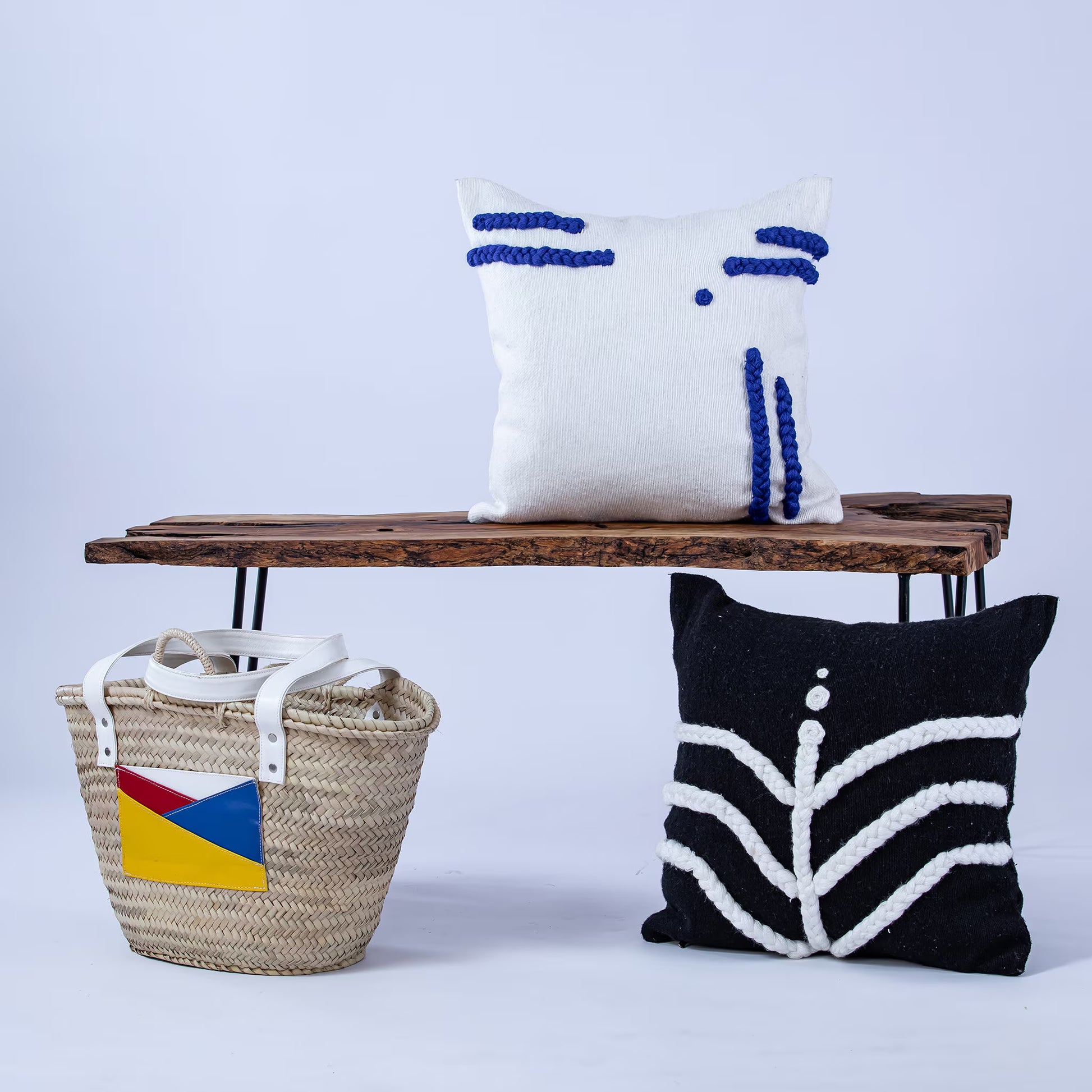 White and Blue Moroccan Decorative Pillow - Handmade Pillow -Livingroom Pillow - Bedroom Pillow - Custom Pillow