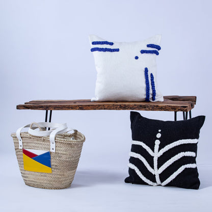 White and Blue Moroccan Decorative Pillow - Handmade Pillow -Livingroom Pillow - Bedroom Pillow - Custom Pillow