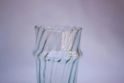 Vintage Ribbed Glassware Fluted Glasses Handmade 6 Piece Scalloped Drinking Glasses Moroccan Drinking Glasses Recycled Glass Stacking Cups