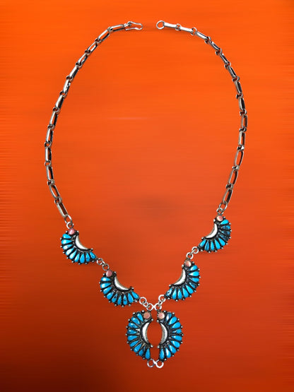Tuareg Ring, Vintage Jewelry, 925 Silver Necklace with Turquoise Pearl