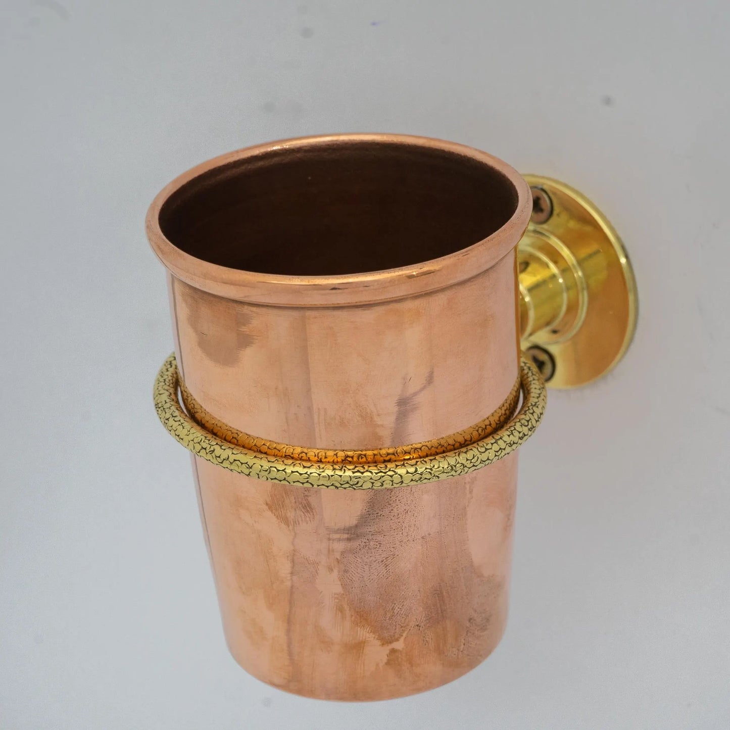 Unlacquered Copper Bathroom Toothbrush Holder, Wall Mount Toothbrush Cup