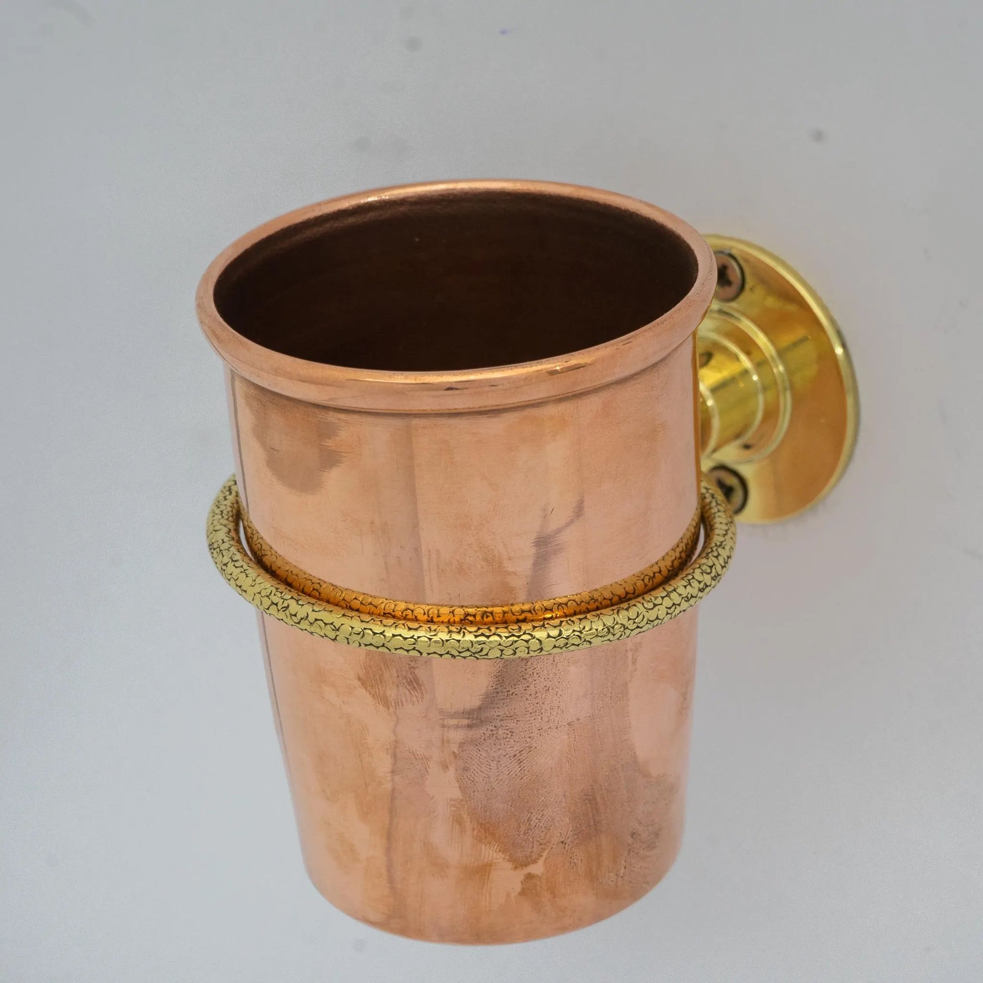 Unlacquered Copper Bathroom Toothbrush Holder, Wall Mount Toothbrush Cup