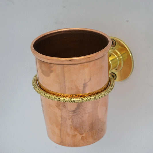 Unlacquered Copper Bathroom Toothbrush Holder, Wall Mount Toothbrush Cup