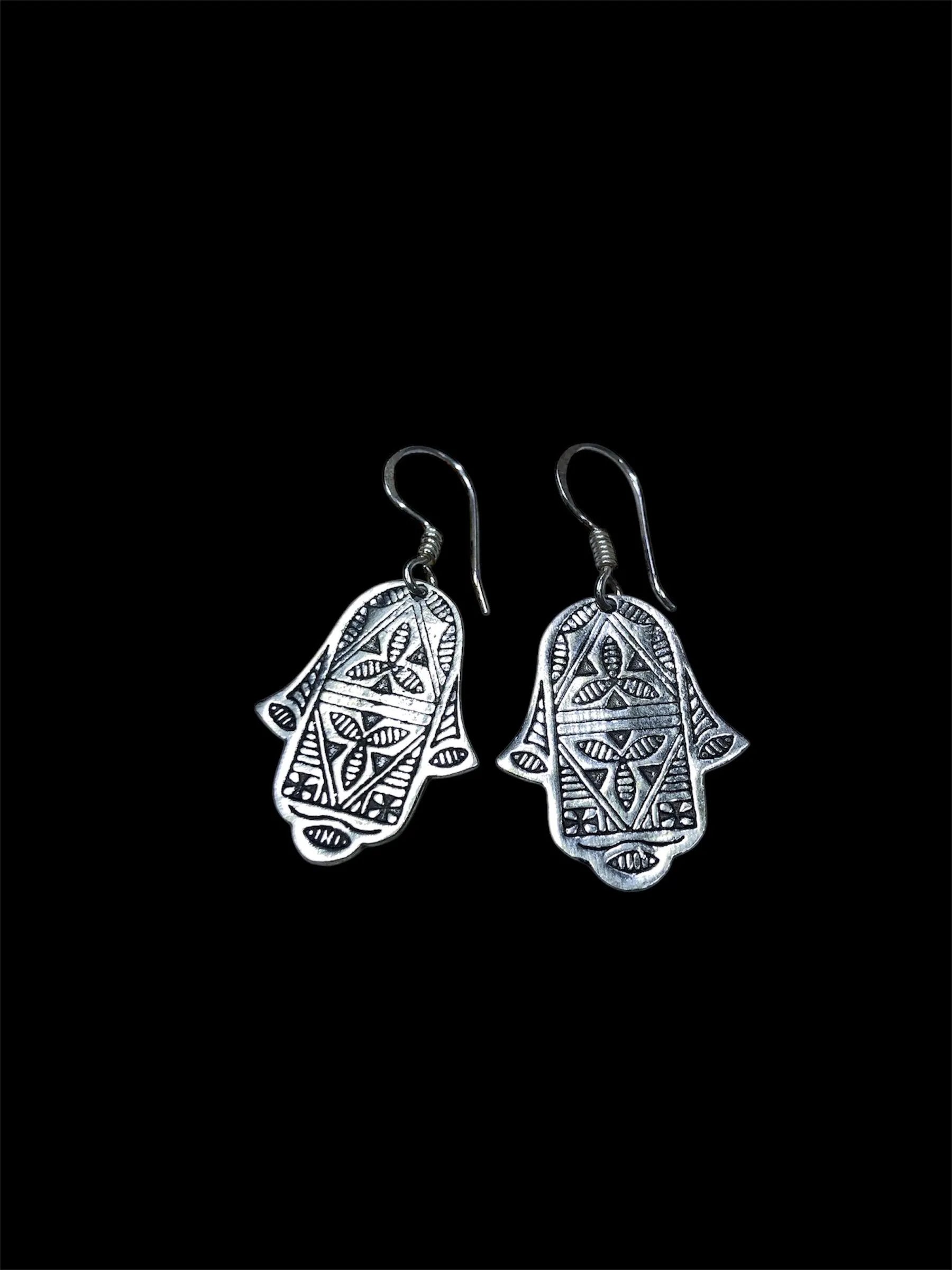Tuareg Ring, Vintage Jewelry, Silver Earrings, Handmade Jewelry, Tuareg Earrings, Hand of Fatima