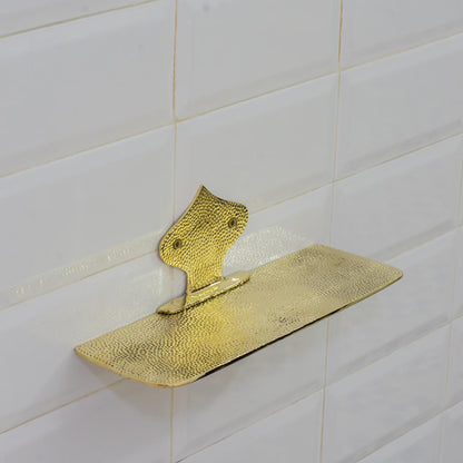 Hammered Solid Brass Floating Shelf, Bathroom Bottle Holder, Wall Mount Shelf Brass, Shampoo Hanger