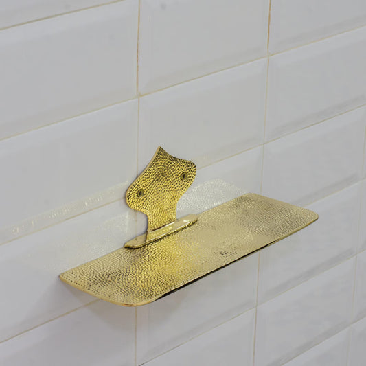 Hammered Solid Brass Floating Shelf, Bathroom Bottle Holder, Wall Mount Shelf Brass, Shampoo Hanger
