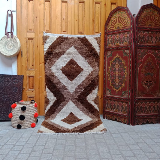 Beni Ourain Rug. Moroccan Beni Ourain Rug Berber Handmade Wool Authentic Azilal, Soft Wool Rug . Vintage Rug